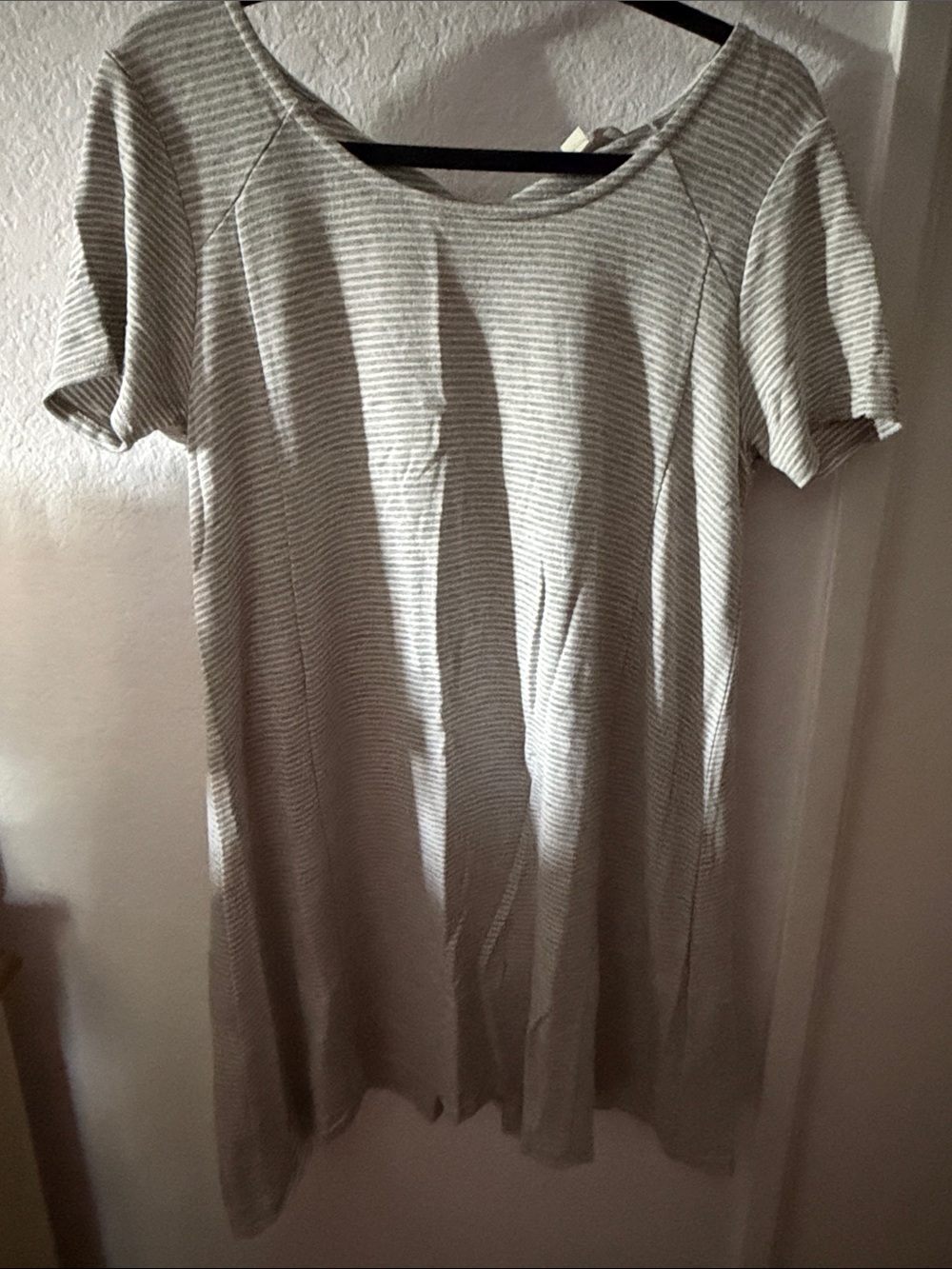 grey striped midi dress